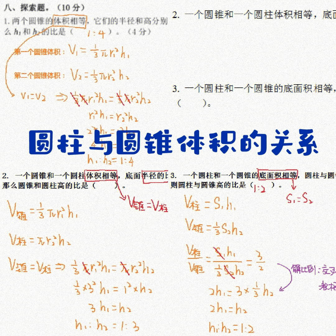 6年级下圆柱与圆锥体积的关系75