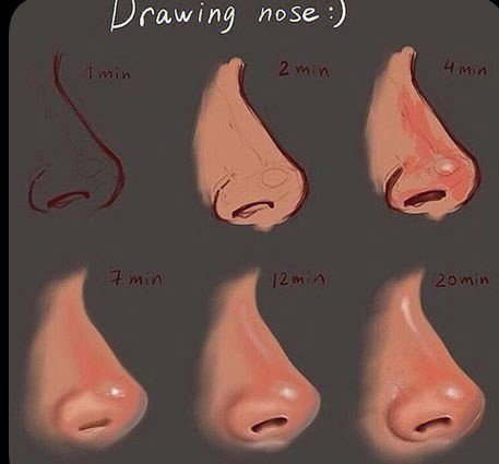分享一个鼻子画法吖大神素材的厚涂步骤