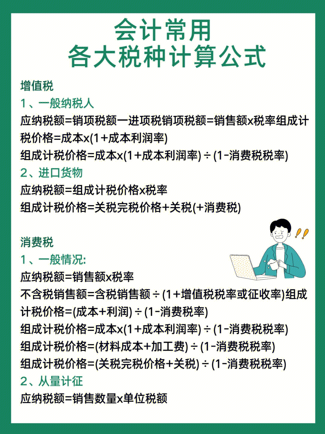 超实用会计各大税种计算公式大全