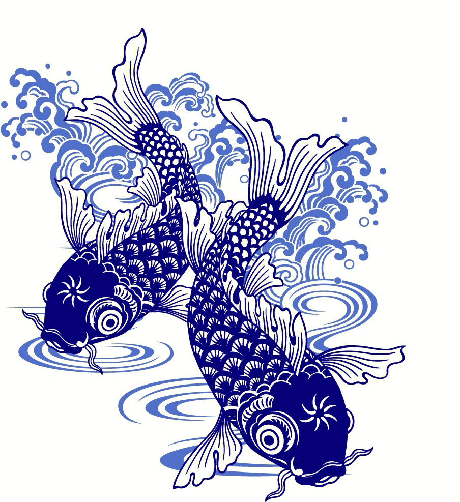 锦鲤纹样一装饰画素材图形创意素材艺术设计考研