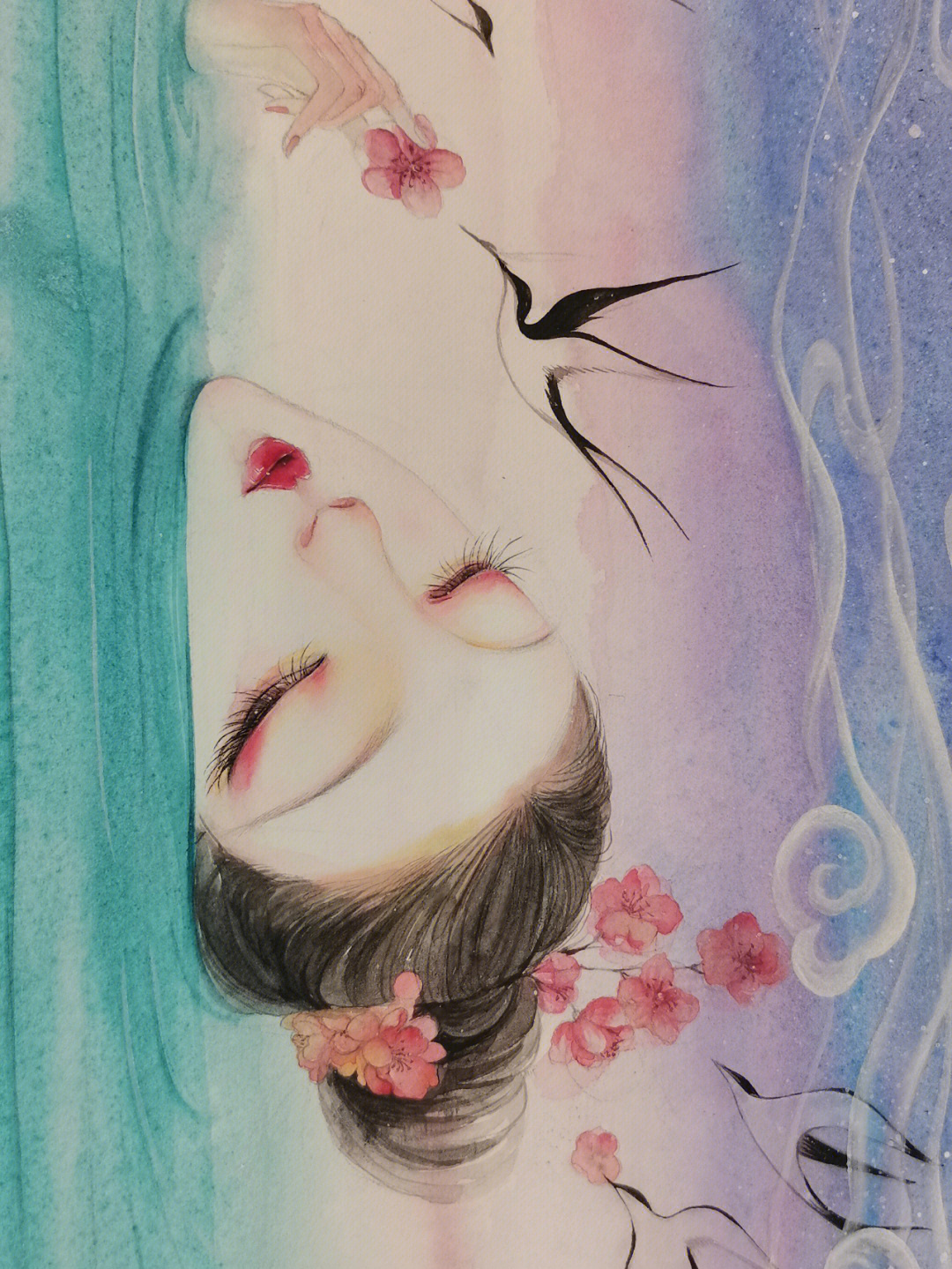 水彩古风插画