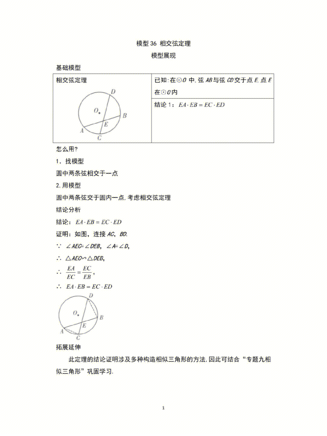 初中60个几何模型36相交弦定理