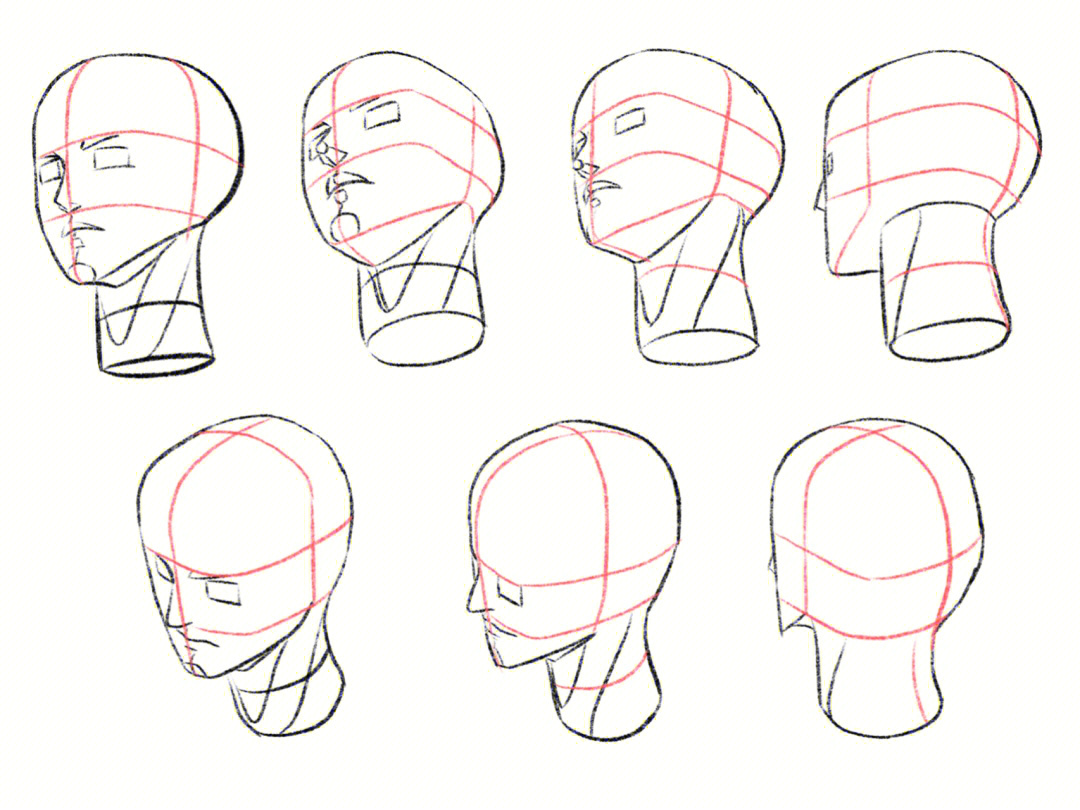头部不同角度的画法图片