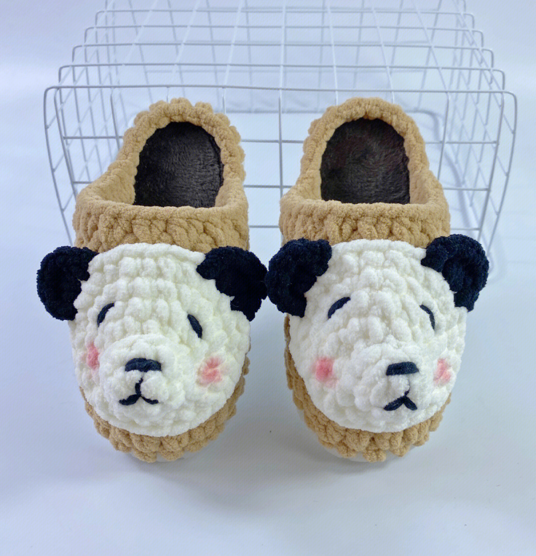毛线拖鞋熊猫图案22图片