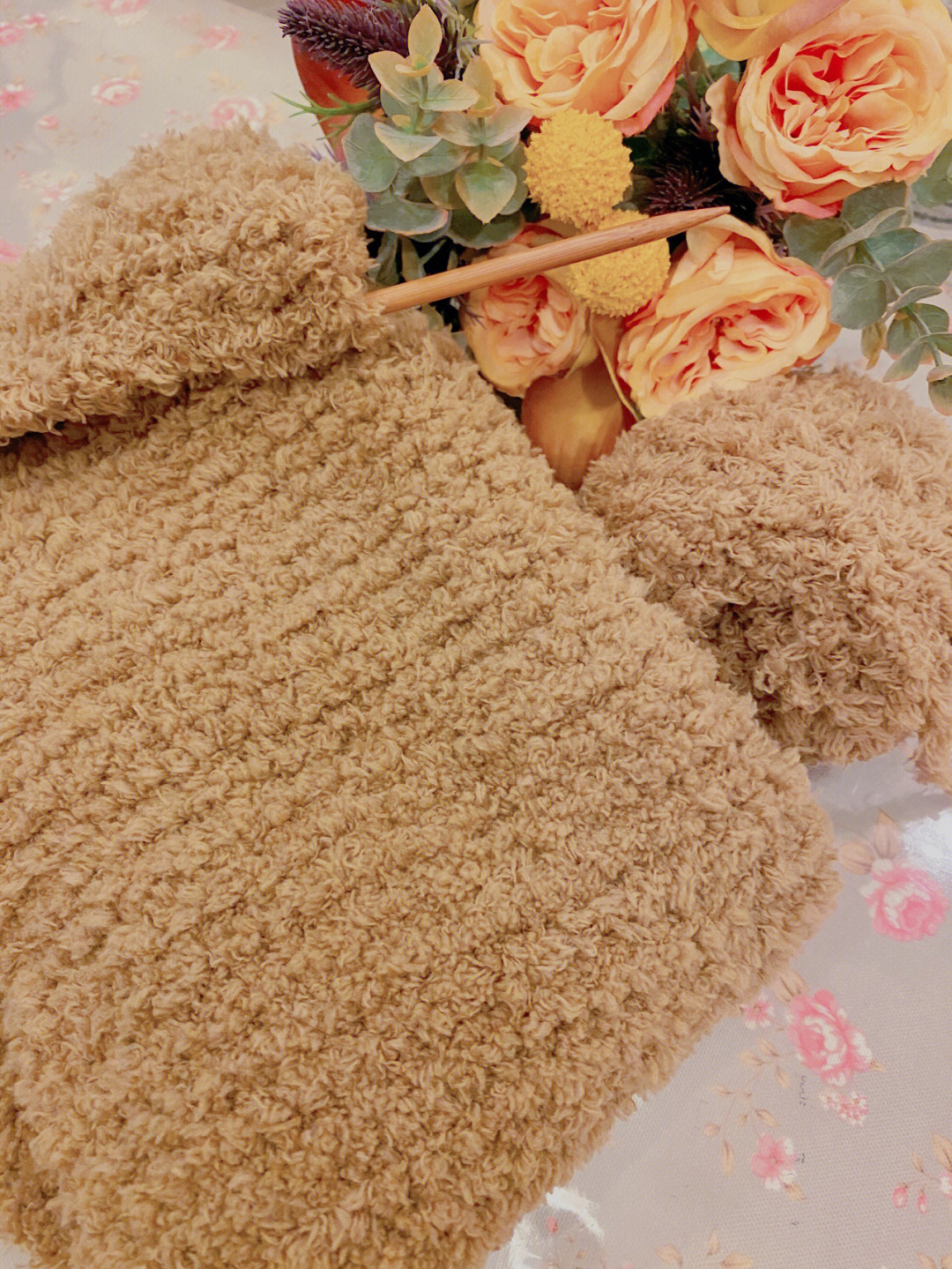 珊瑚绒围巾织法图片