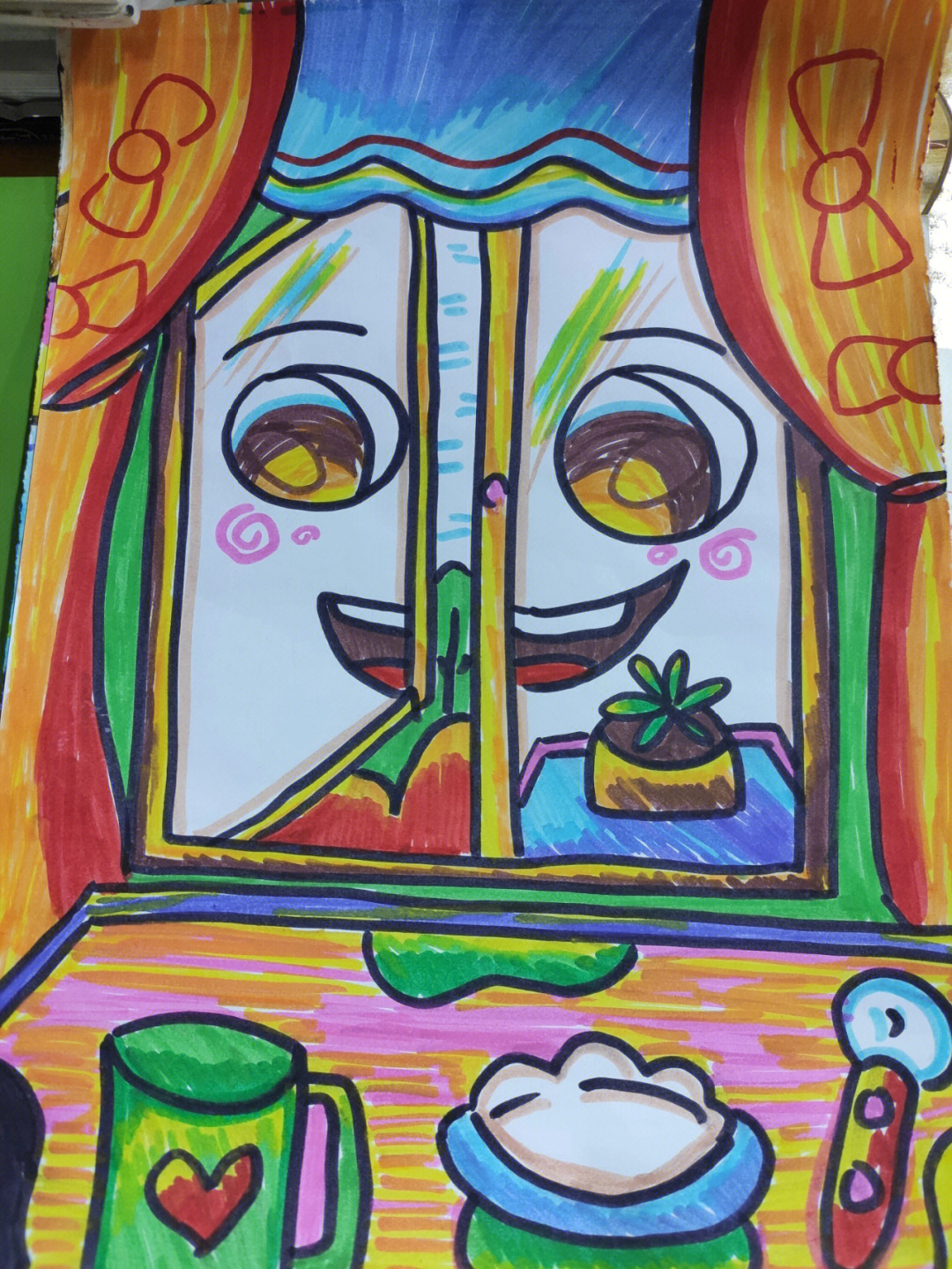 色彩斑斓的窗户美术图片