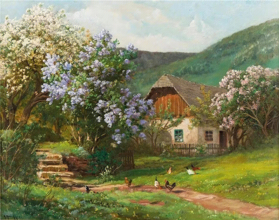 田园风景油画奥地利画家aloisarnegger