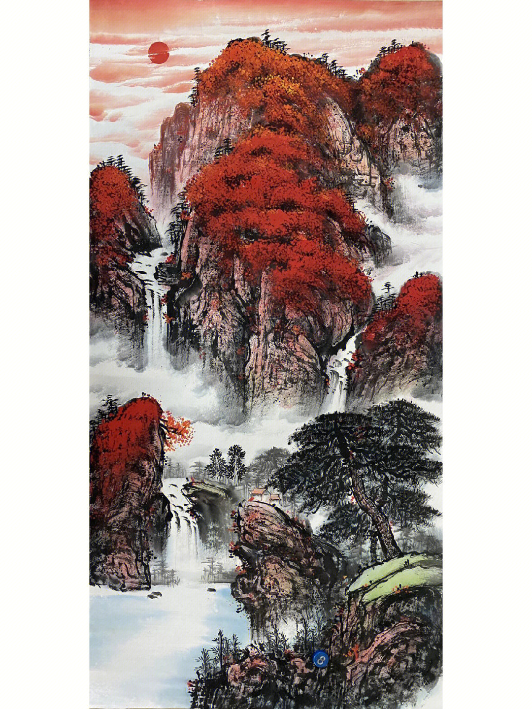 精品四尺红山水《鸿运当头#国画#纯手绘国画#鸿运当头