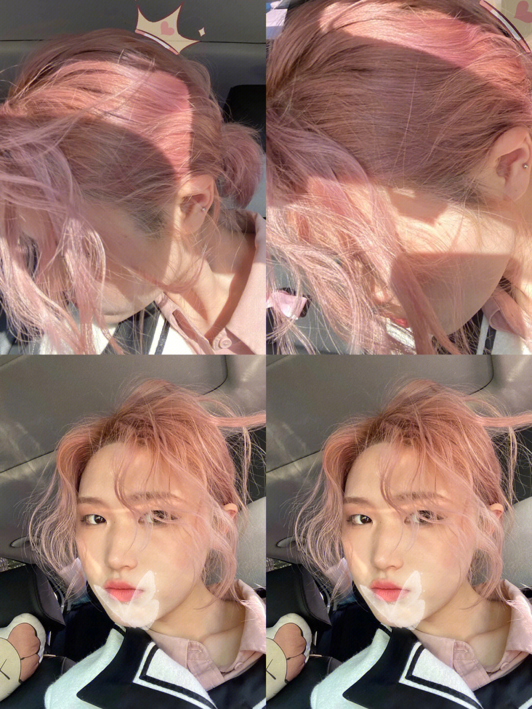 头发78也是最近超多韩妞在染的玫瑰粉系发色玫瑰粉色中带一点杏色提