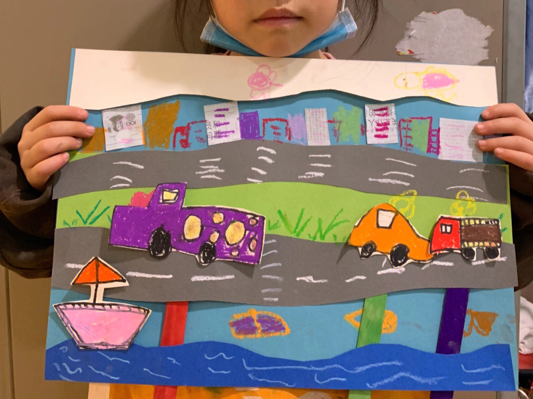 儿童画可以动的马路汽车08