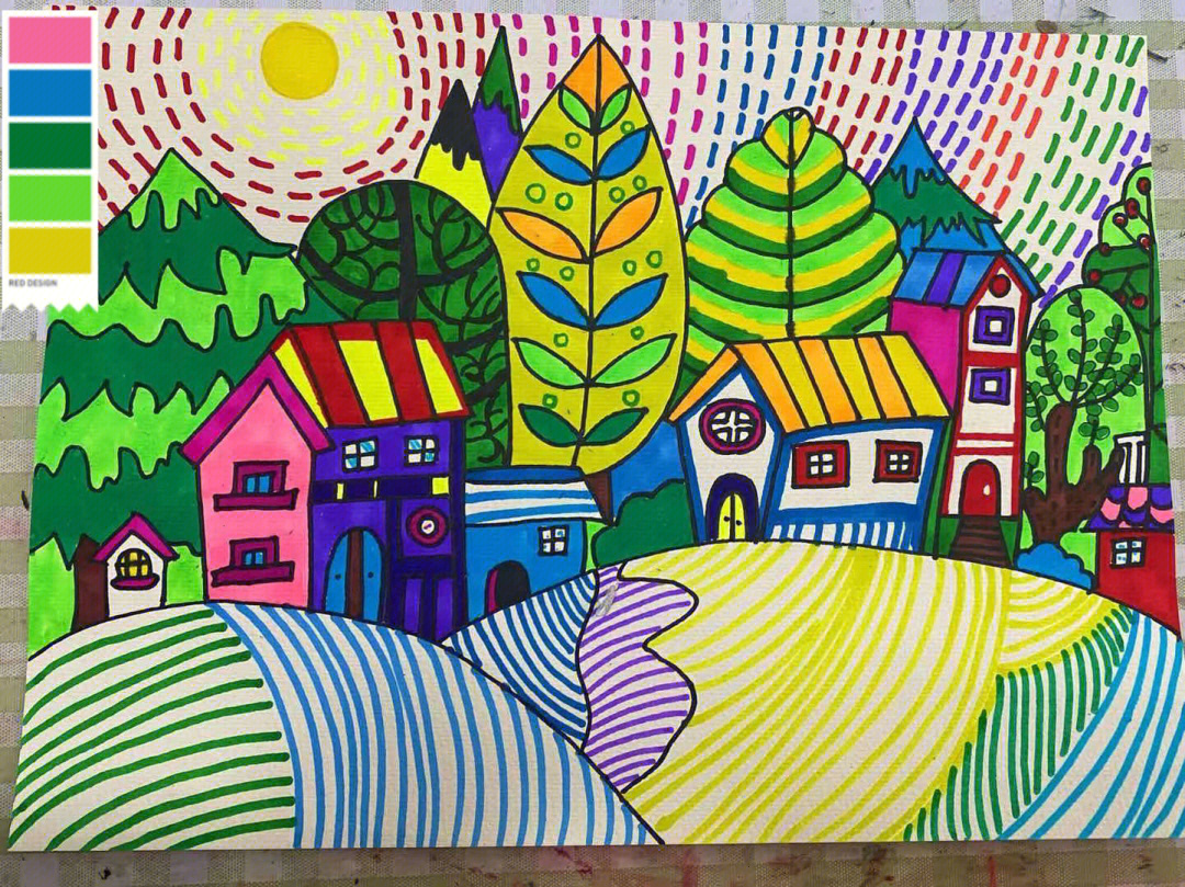 美丽家园绘画 六年级图片