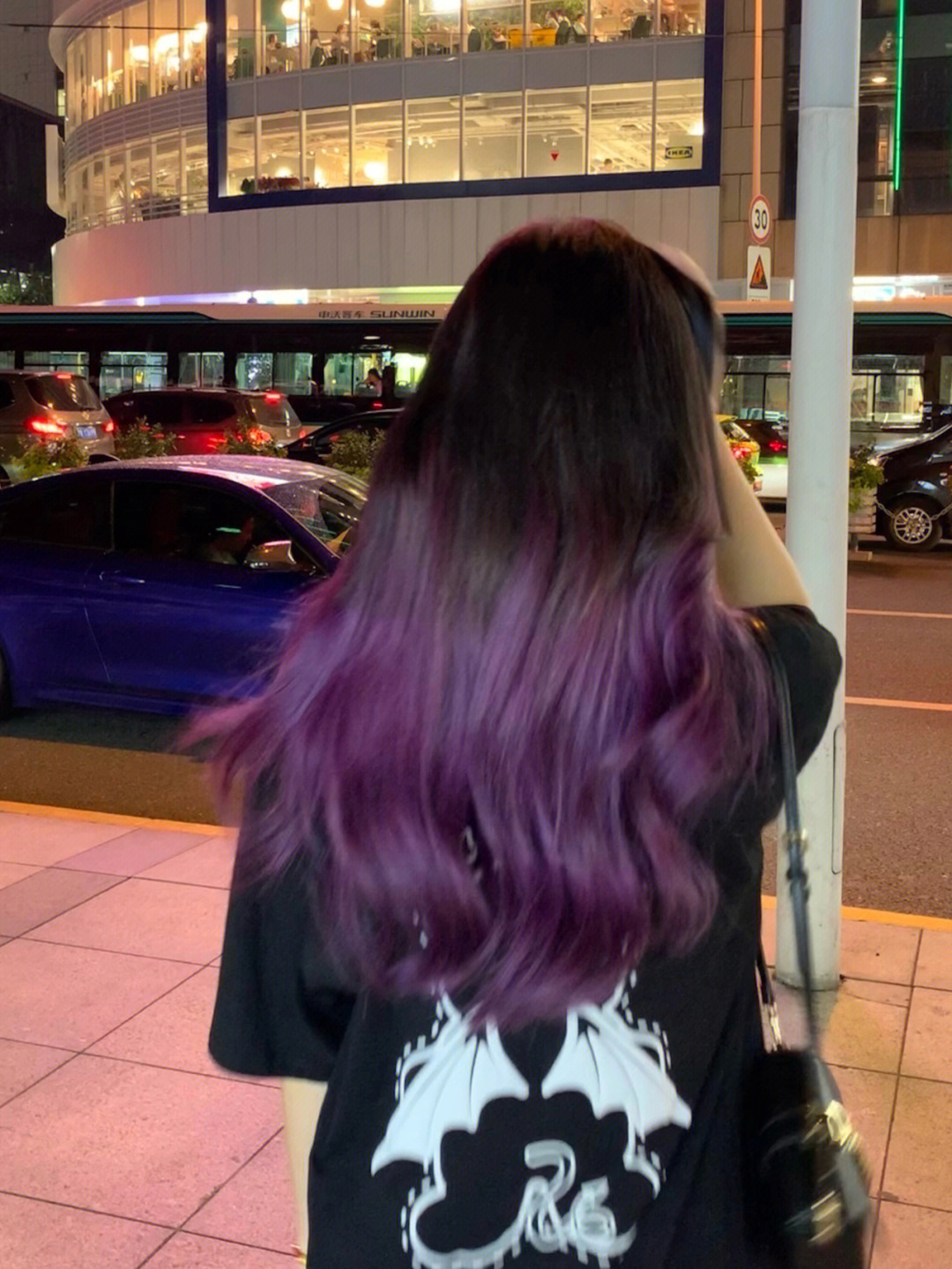 星空紫渐变色头发图片