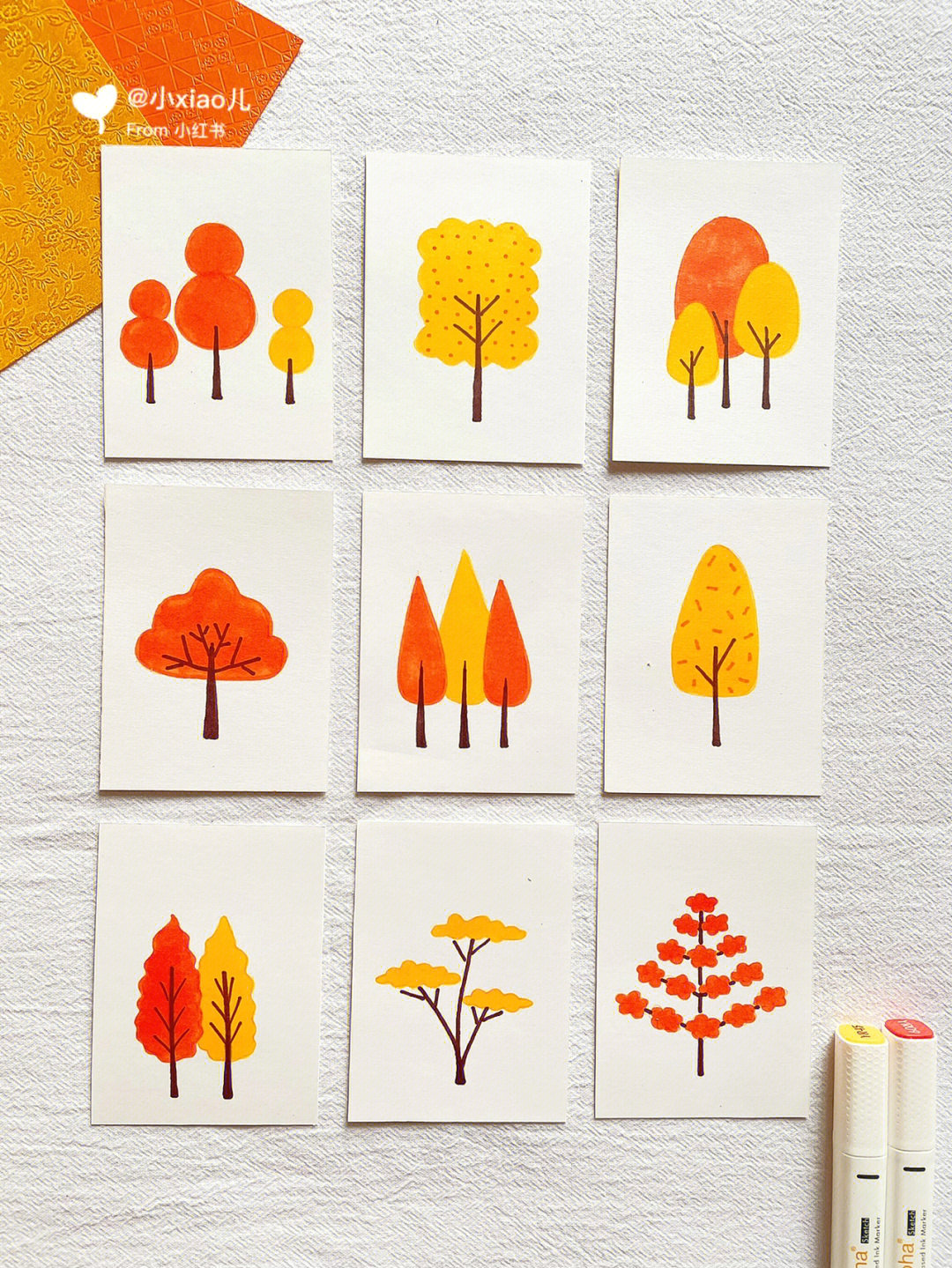怎样画秋天的树图片