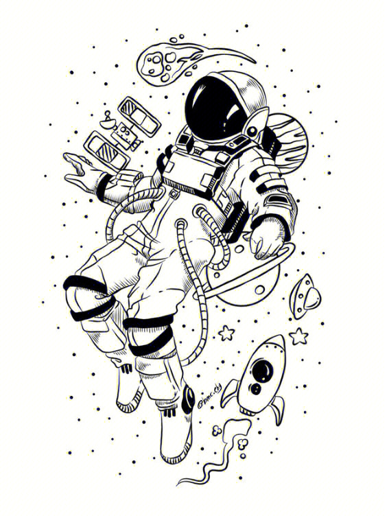 宇航员素描侧面图片