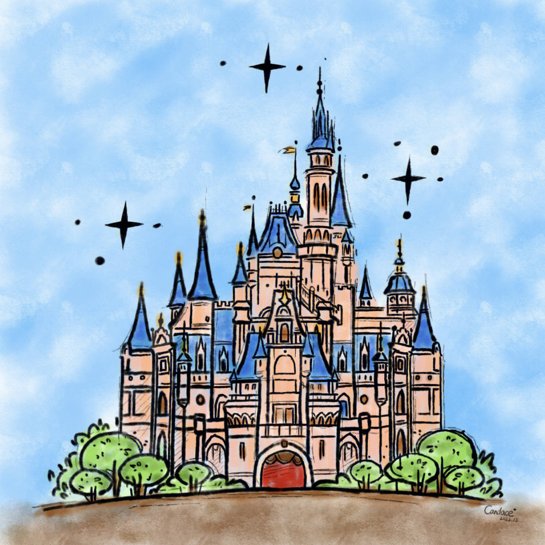 迪士尼城堡简笔画图片