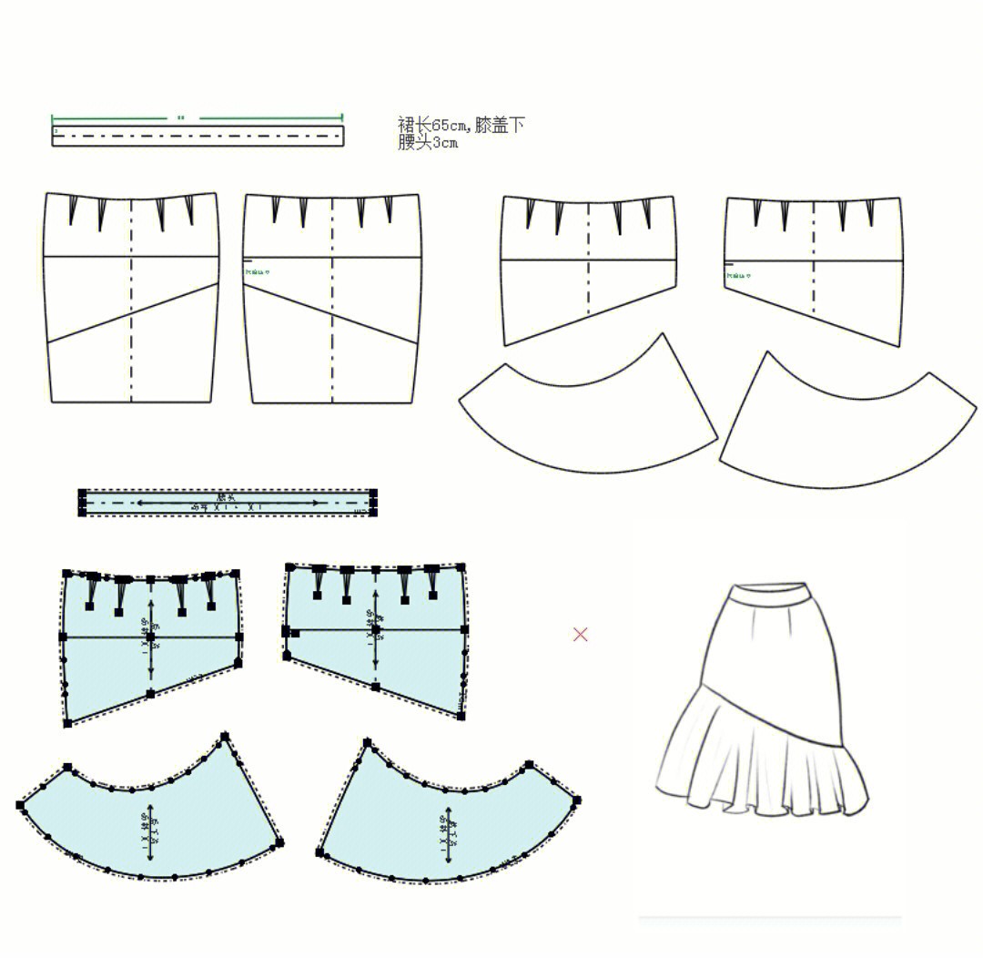 鱼尾裙结构制图步骤图片