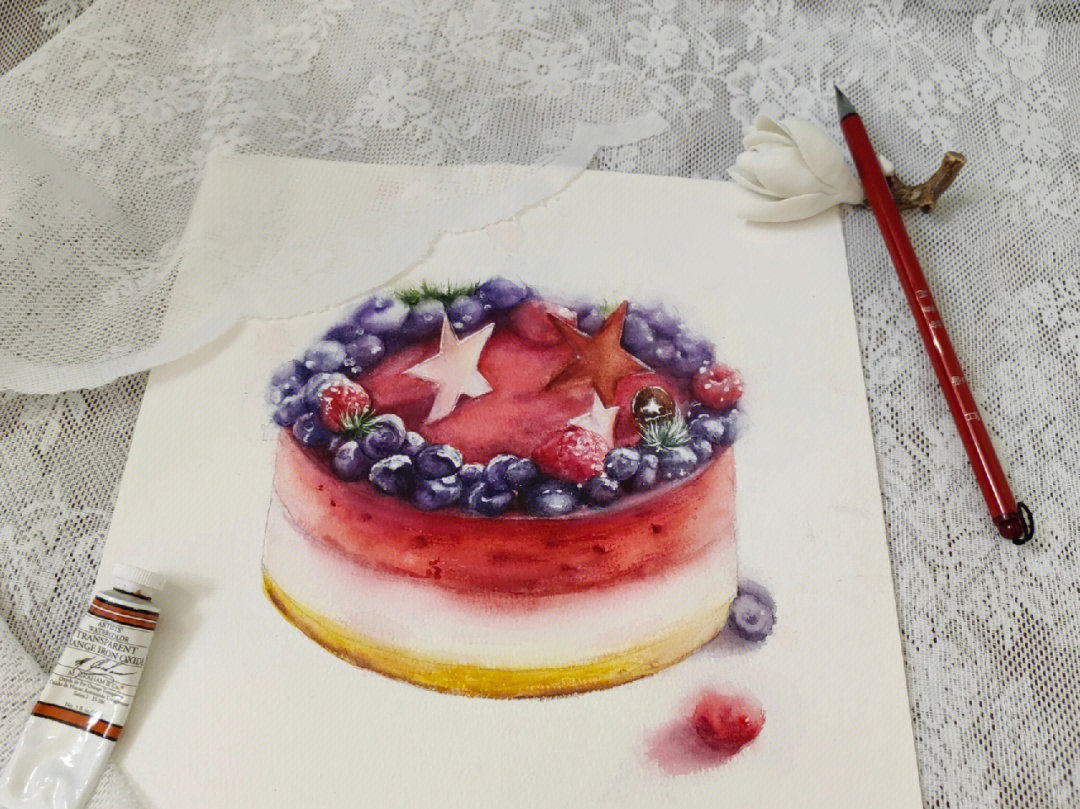 水彩画蛋糕的画法步骤图片