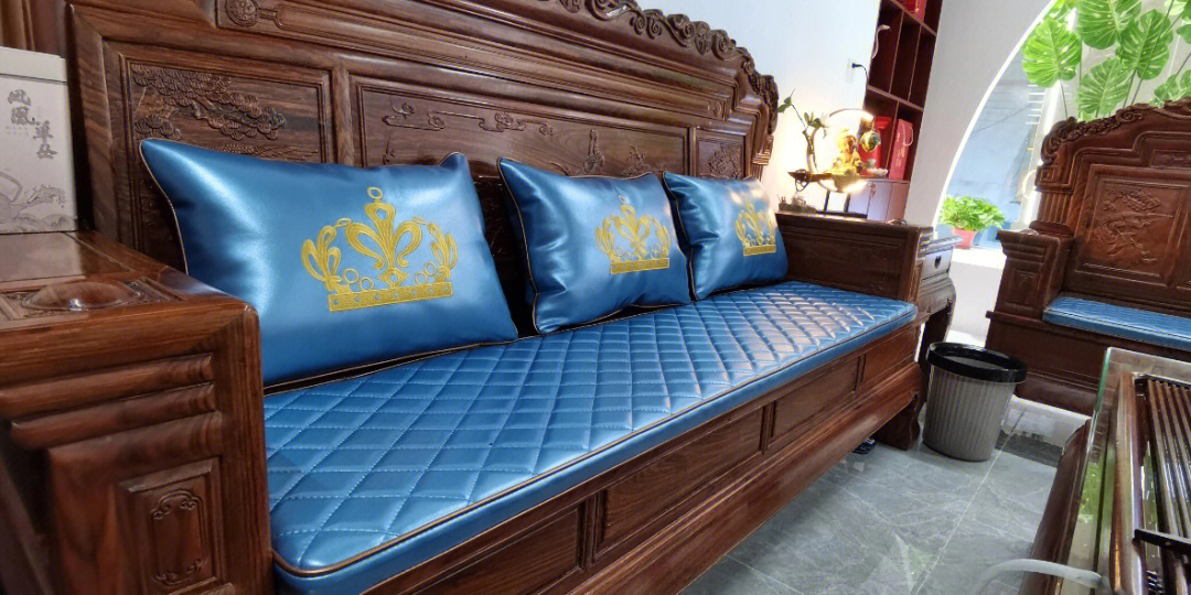 红木沙发皮坐垫定制新中式沙发垫定做木椅垫