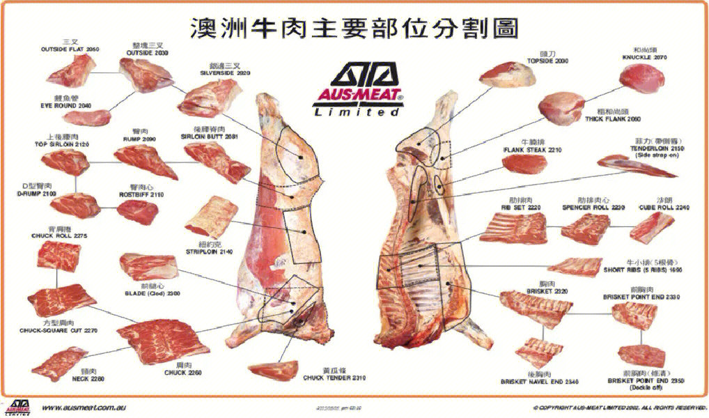 科尔沁牛业牛肉分割图图片