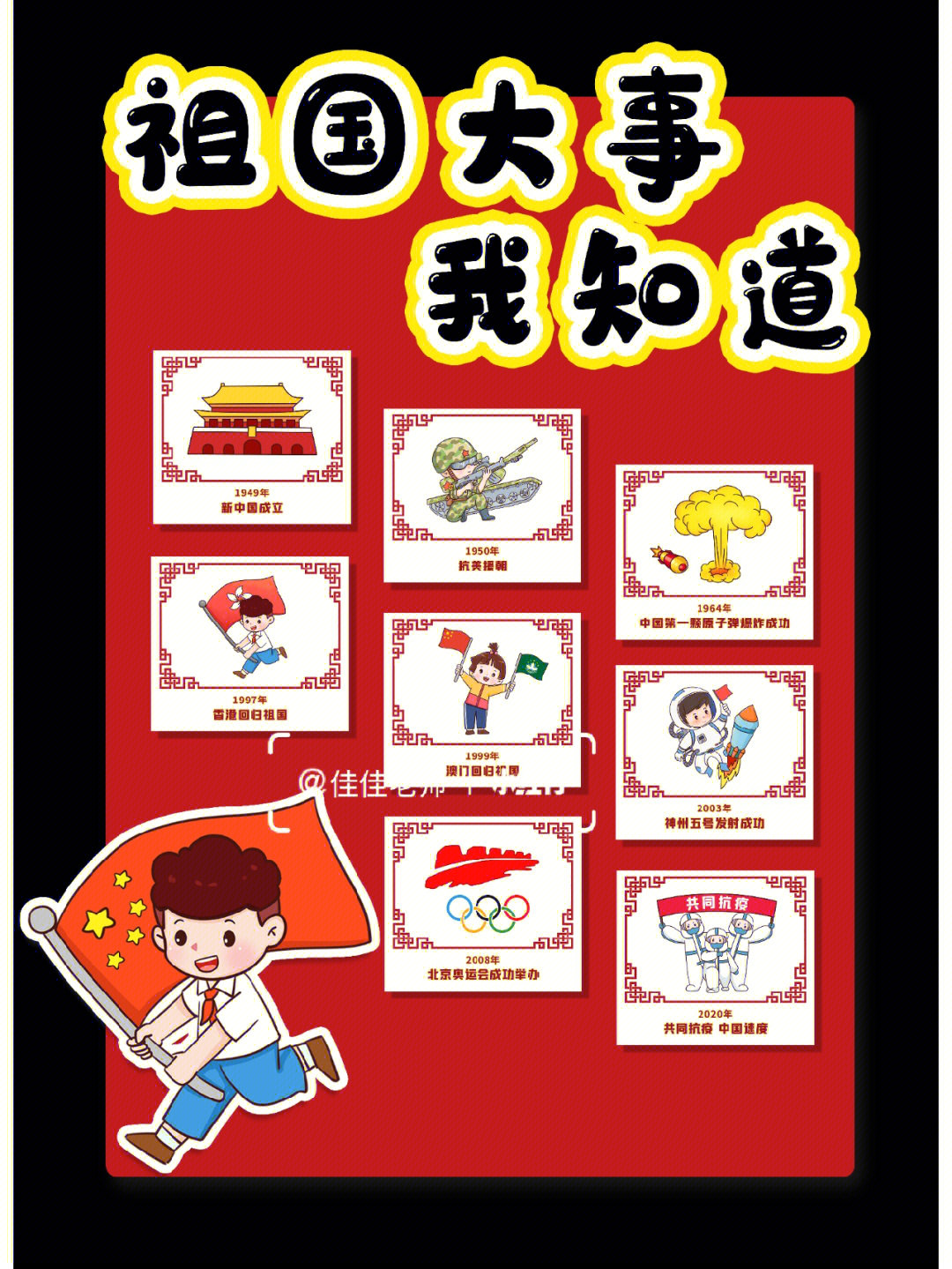 幼儿园环创素材图–祖国大事我知道