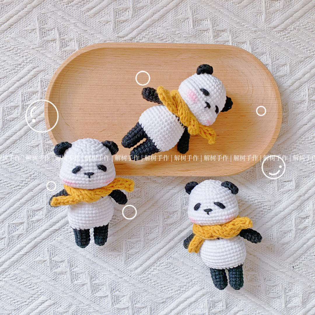 毛线熊猫 的编织方法图片