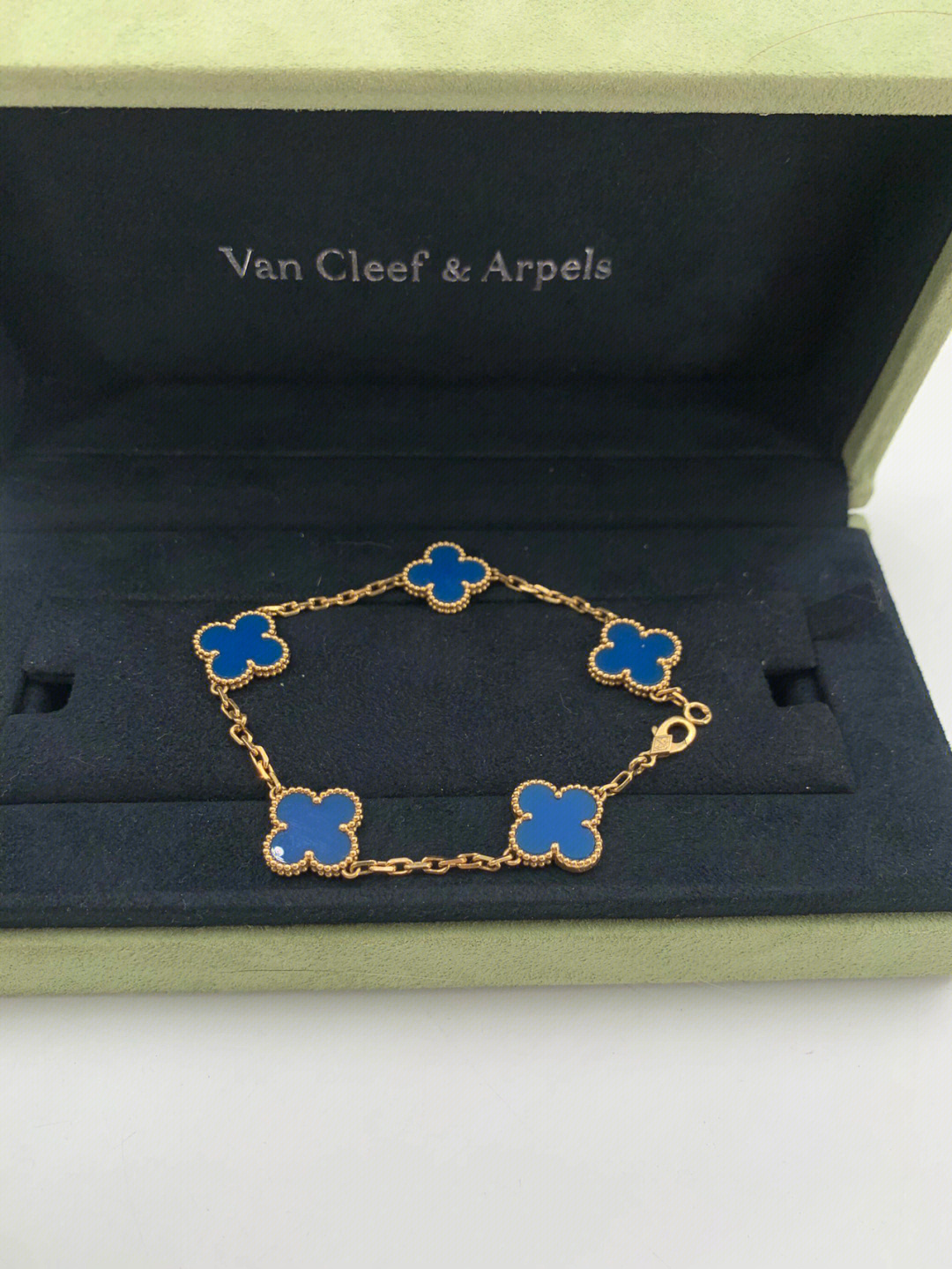 五花蓝玛瑙黄金19年全套 99新vancleef&arpels/梵克雅宝/手链 链长19