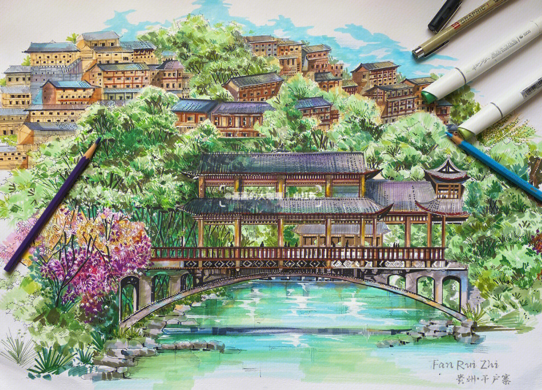 大美中国绘画作品简单图片