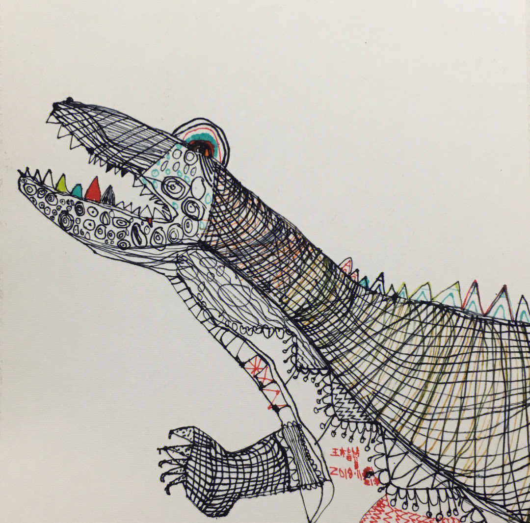 大嘴巴鳄鱼创意美术图片