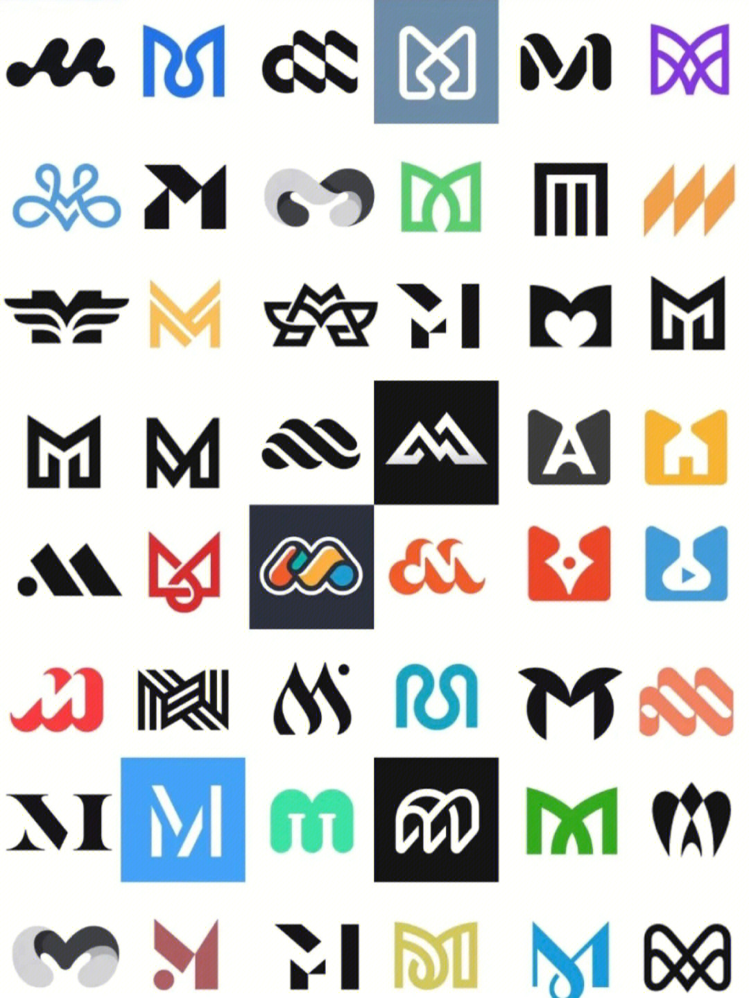 logo灵感字母m的50种设计变形方式