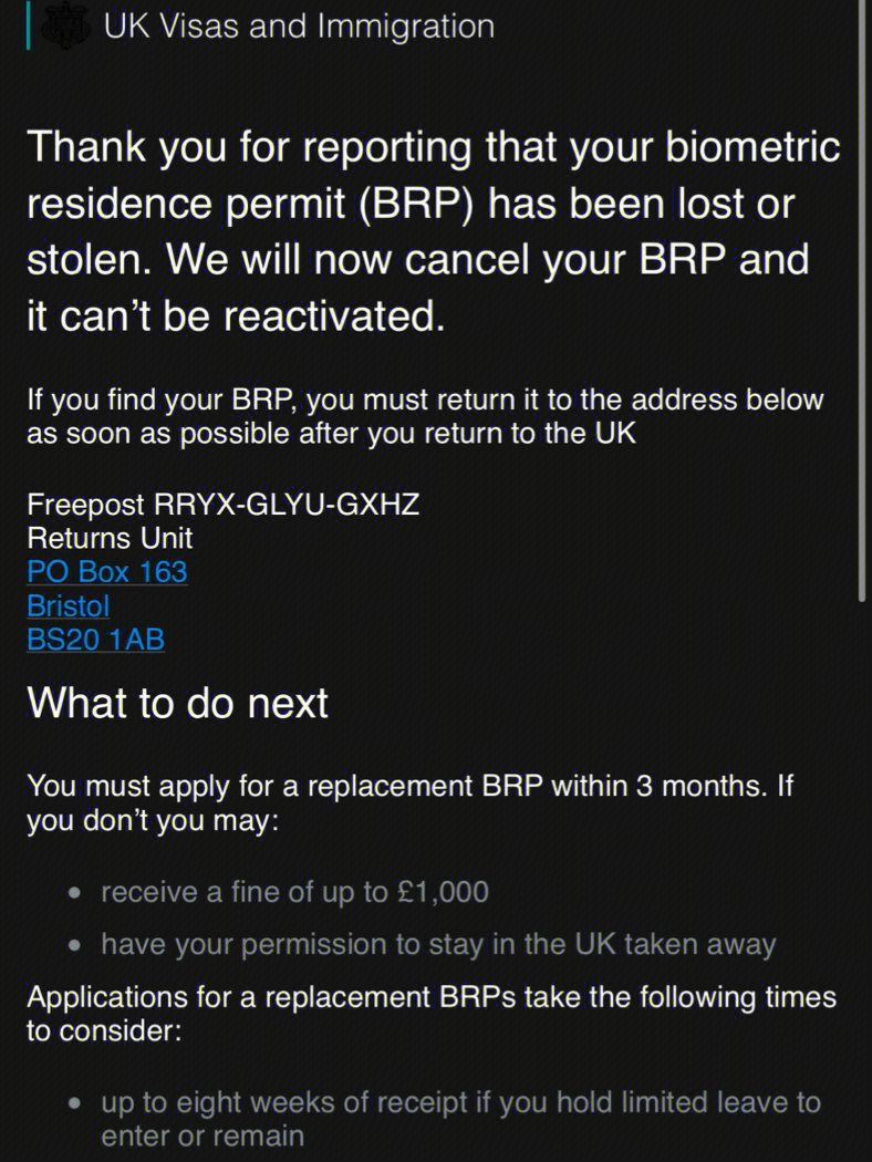 已完结:补办英国brp会发生什么?流程与时间