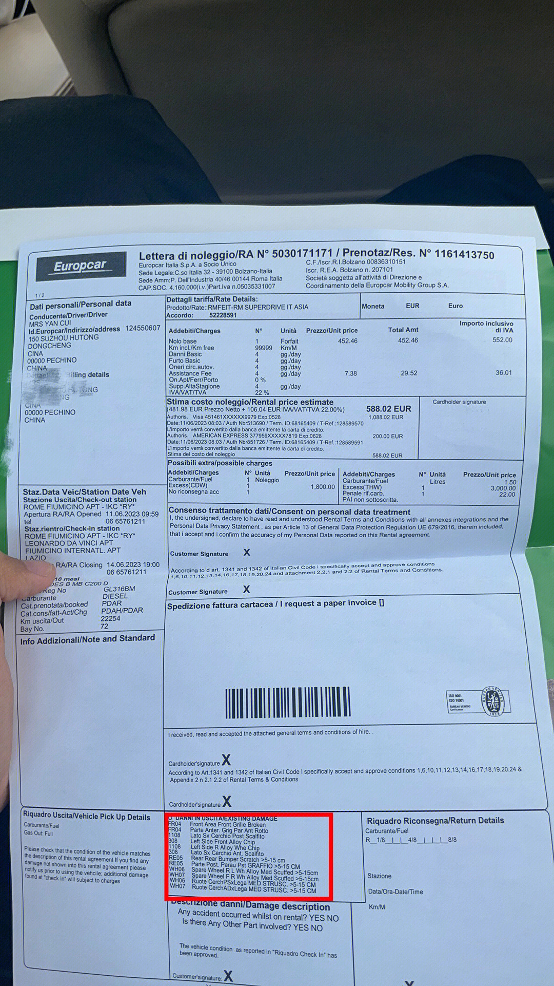 意大利自驾租车注意事项europcar 维权