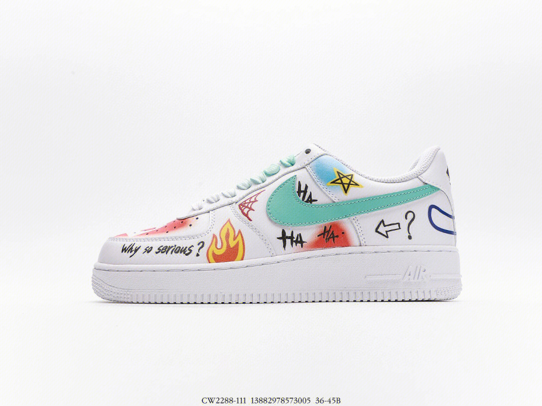 耐克 nike air force 1'07二次元主题 小丑涂鸦配色 空军一号低帮