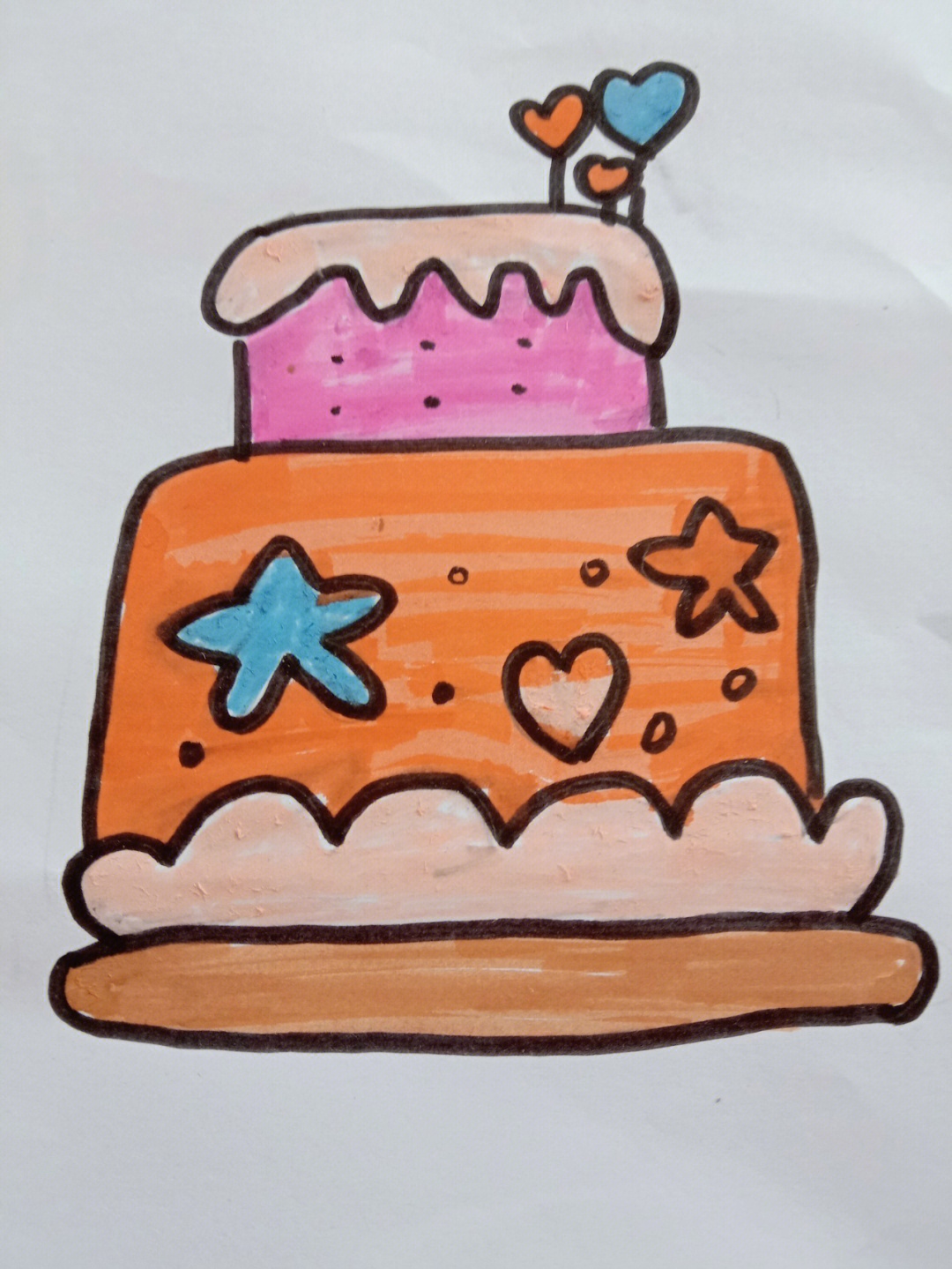 4-6岁儿童画教程 简单小蛋糕的画法图解💛巧艺网