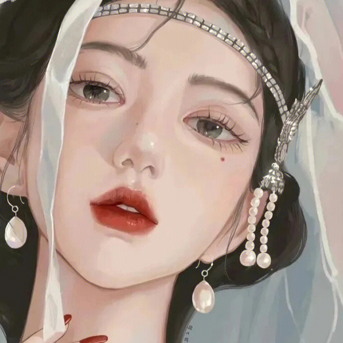 手绘美女头像感性迷人cg风格