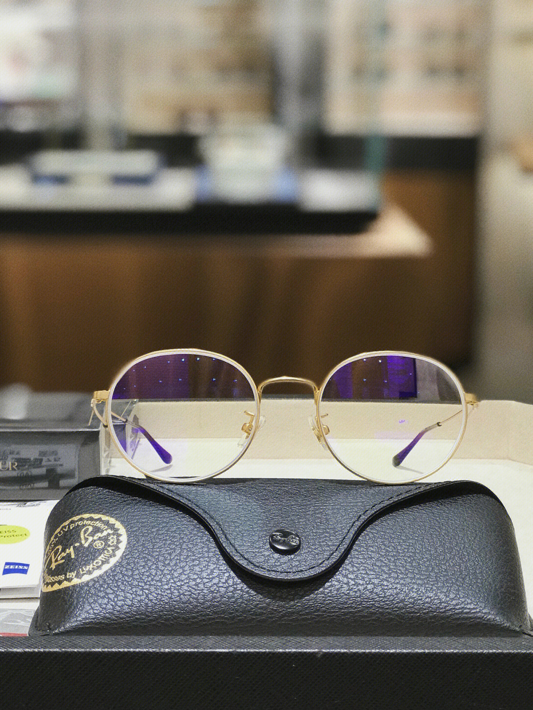 rayban哑光金丝眼镜