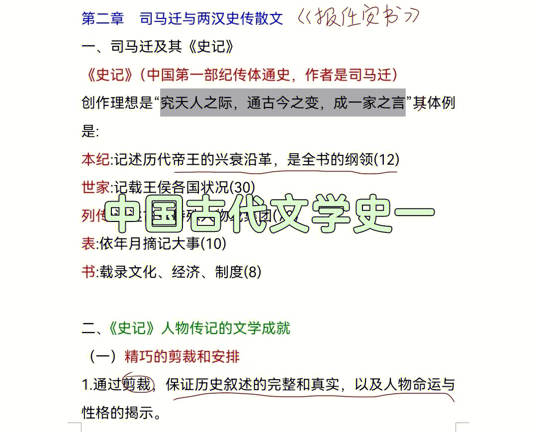 中国古代文学史一汉语言文学