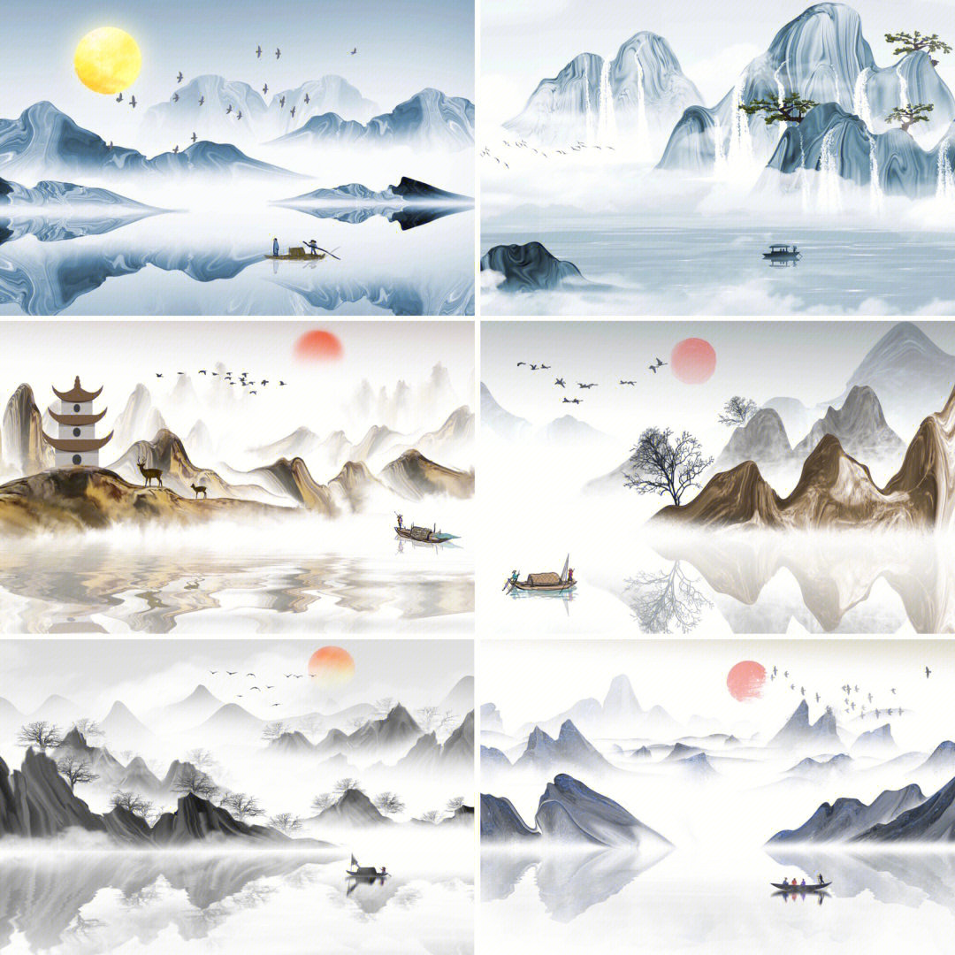 中国风意境山水插画分享