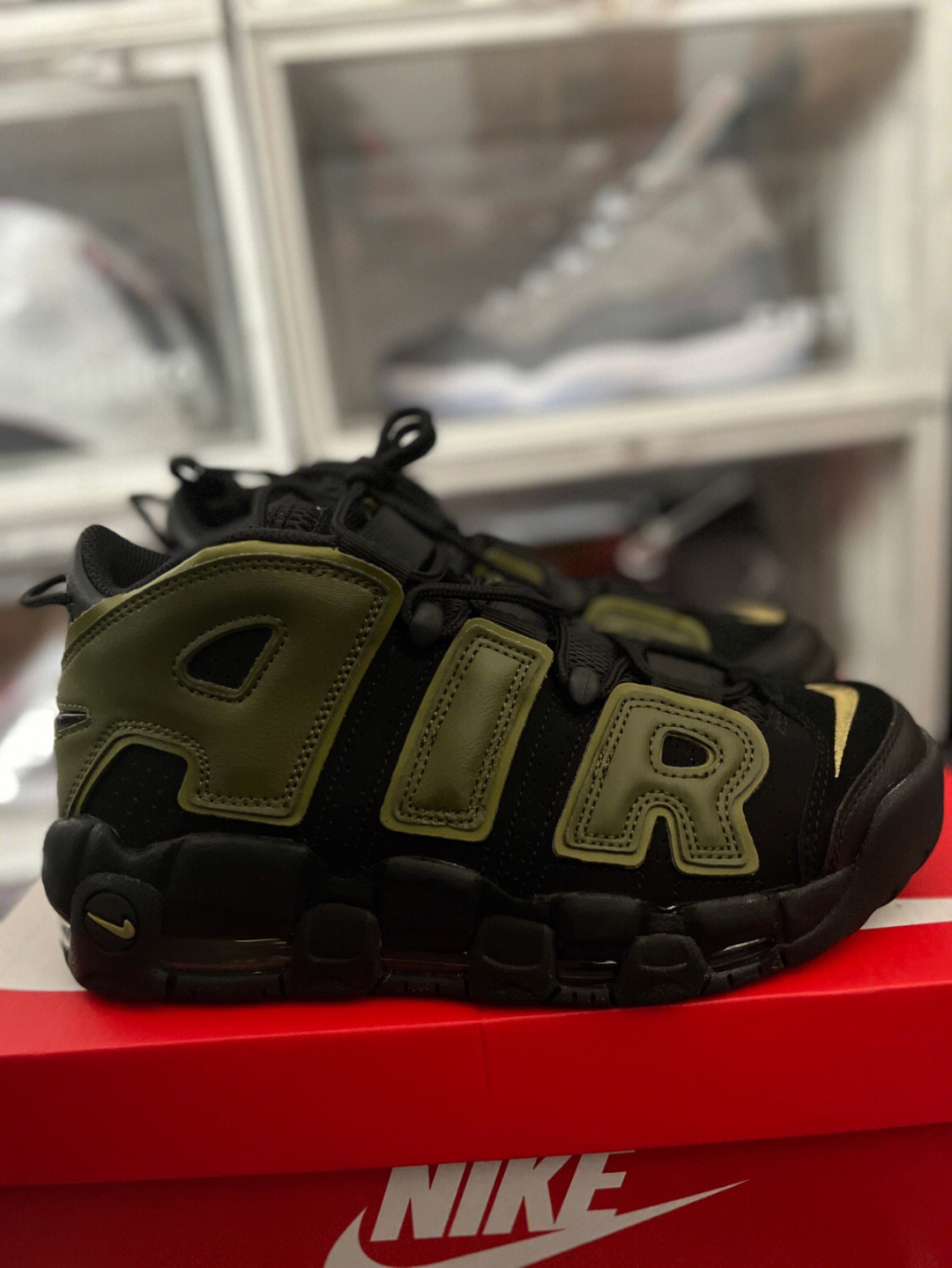 nike air more uptempo96皮蓬 黑绿色