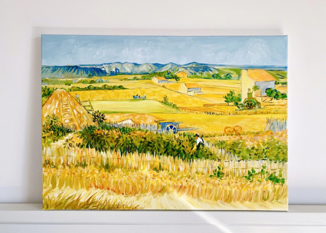 油画纯手绘梵高丰收的麦田