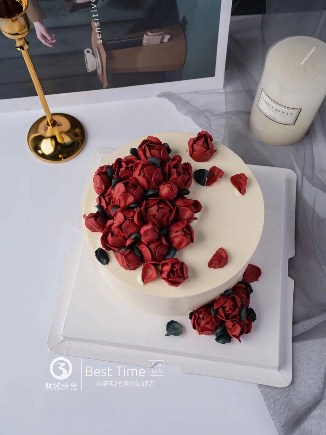 奶油玫瑰花蛋糕图片素材-编号15430607-图行天下