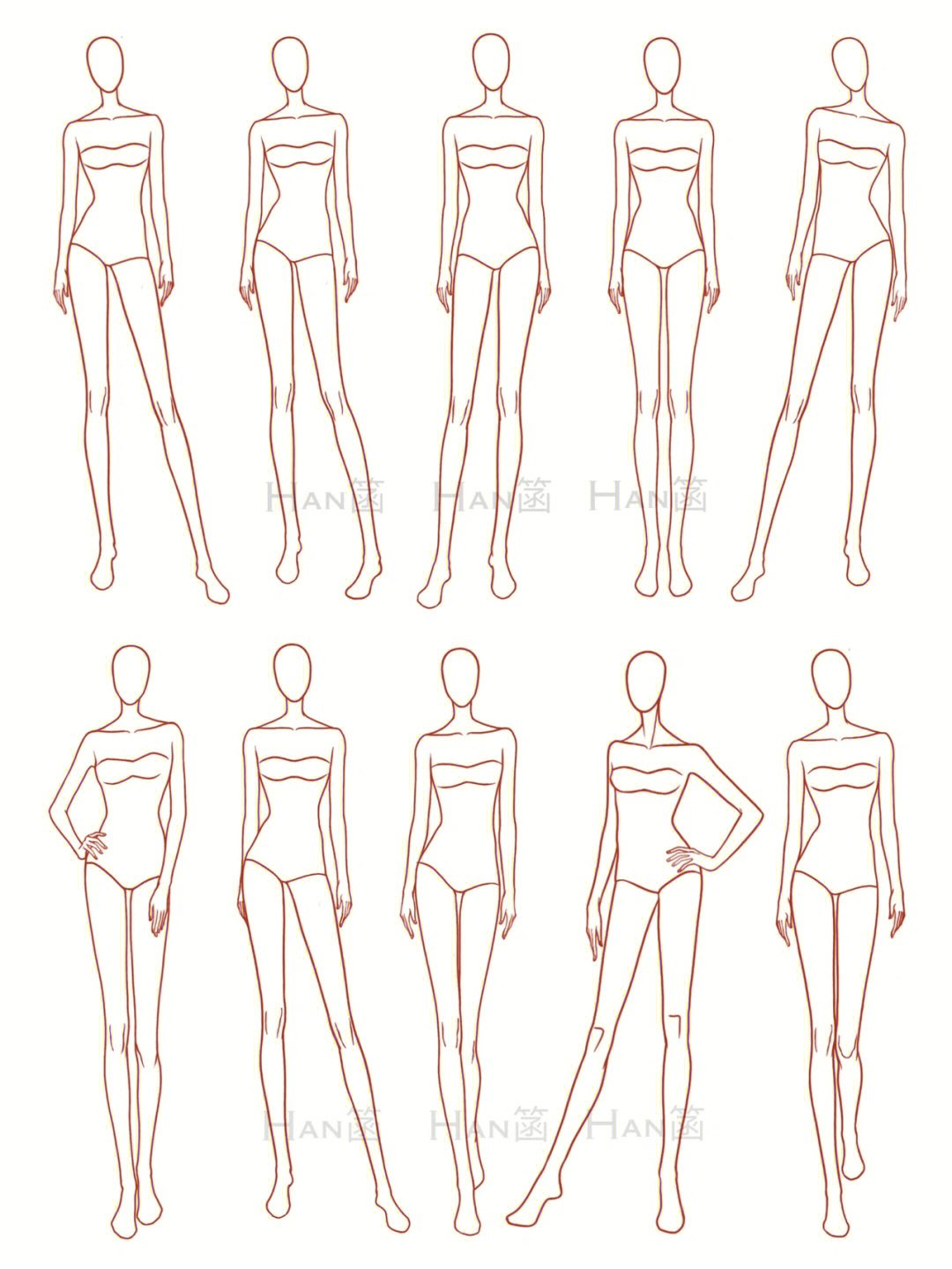 服装设计人体动态姿势分享78初学手绘参考